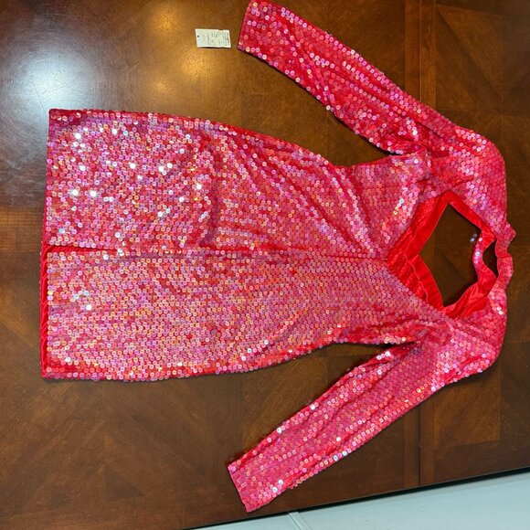 Vintage 80s NiteLine Red Sequin sexy Dress Deadstock  Sz 10 NOS party cocktail - Picture 8 of 10